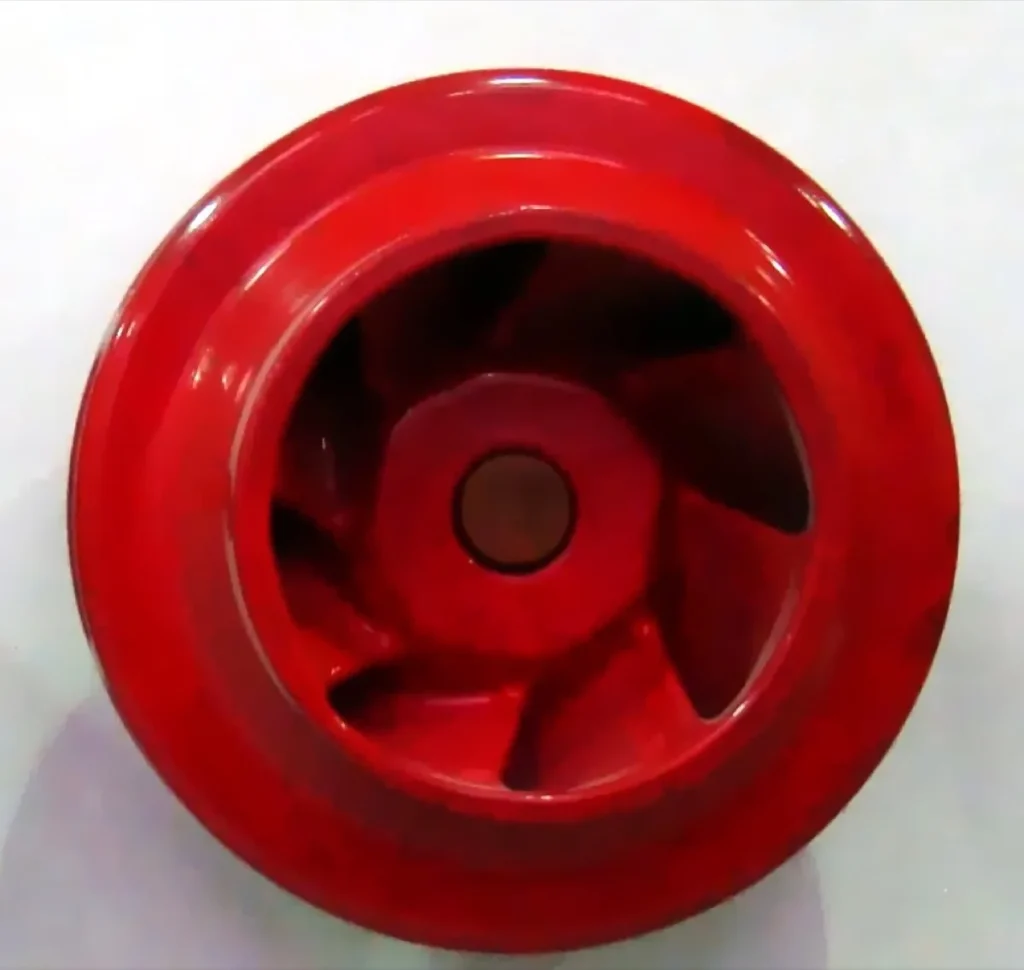 Roue à aubes (impeller) d'une pompe centrifuge, vue de face